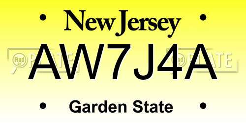 AW7J4A New Jersey License Plate