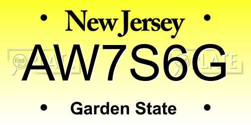 AW7S6G New Jersey License Plate