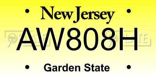 AW808H New Jersey License Plate