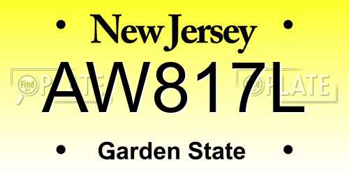 AW817L New Jersey License Plate