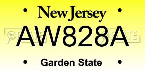 AW828A New Jersey License Plate