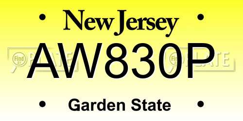 AW830P New Jersey License Plate