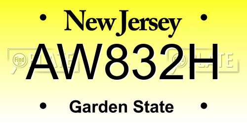 AW832H New Jersey License Plate
