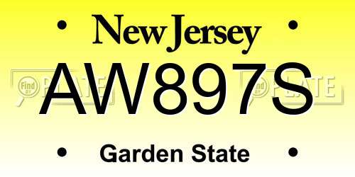 AW897S New Jersey License Plate