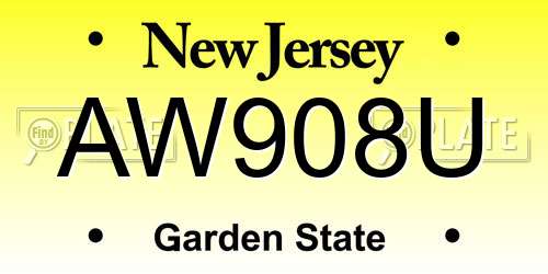 AW908U New Jersey License Plate