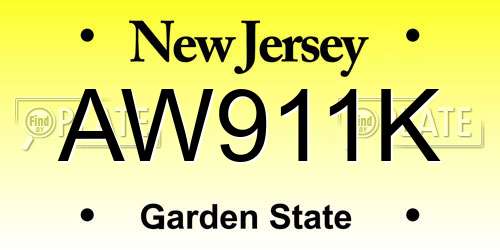 AW911K New Jersey License Plate