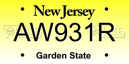 AW931R New Jersey License Plate
