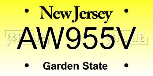 AW955V New Jersey License Plate
