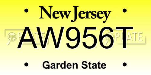 AW956T New Jersey License Plate