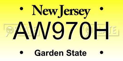 AW970H New Jersey License Plate