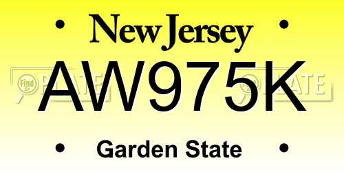 AW975K New Jersey License Plate