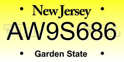 AW9S686 New Jersey License Plate