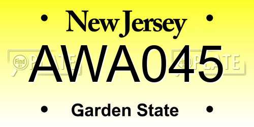 AWA045 New Jersey License Plate