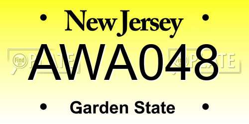 AWA048 New Jersey License Plate