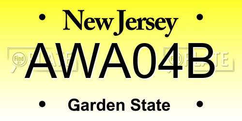 AWA04B New Jersey License Plate
