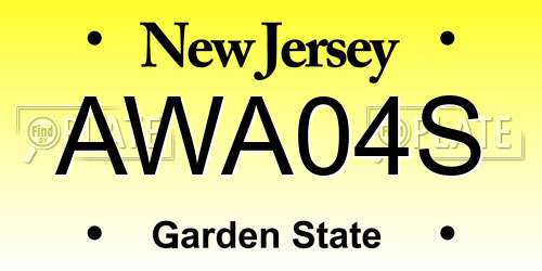 AWA04S New Jersey License Plate