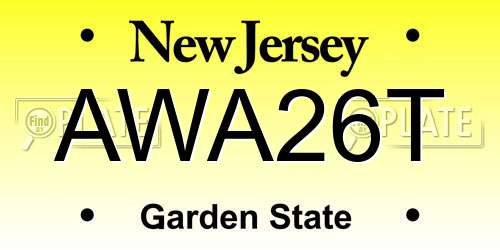 AWA26T New Jersey License Plate