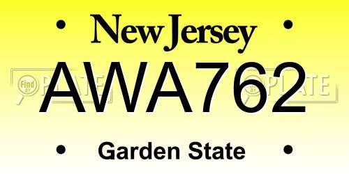 AWA762 New Jersey License Plate