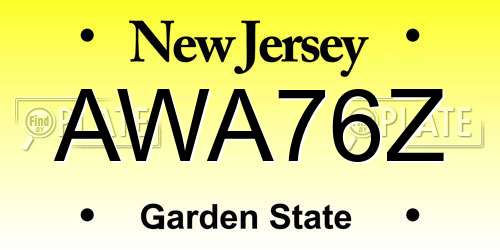 AWA76Z New Jersey License Plate