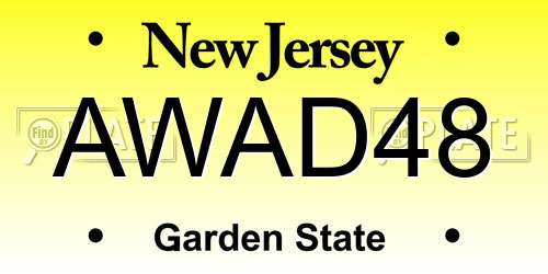 AWAD48 New Jersey License Plate