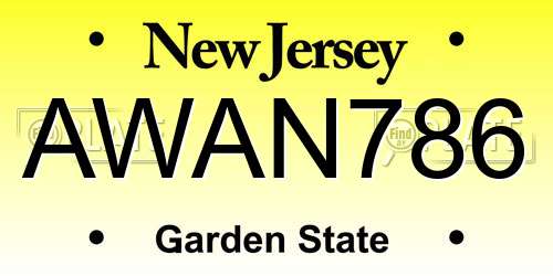 AWAN786 New Jersey License Plate