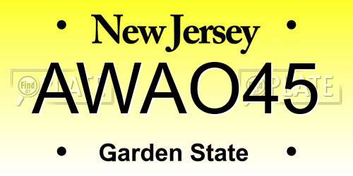 AWAO45 New Jersey License Plate