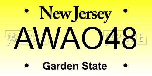 AWAO48 New Jersey License Plate