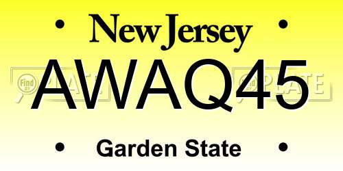 AWAQ45 New Jersey License Plate