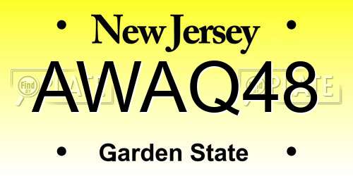 AWAQ48 New Jersey License Plate