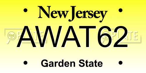 AWAT62 New Jersey License Plate
