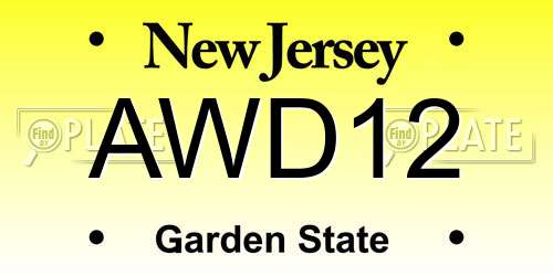 AWD12 New Jersey License Plate