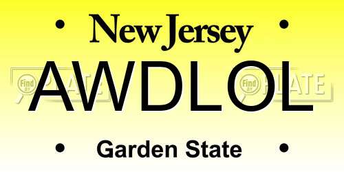 AWDLOL New Jersey License Plate