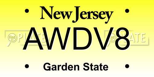 AWDV8 New Jersey License Plate
