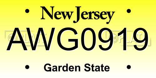 AWG0919 New Jersey License Plate