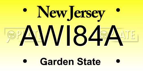 AWI84A New Jersey License Plate