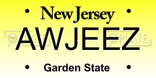 AWJEEZ New Jersey License Plate