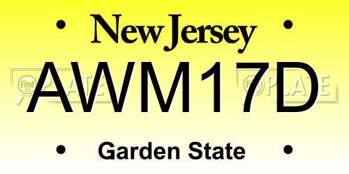 AWM17D New Jersey License Plate