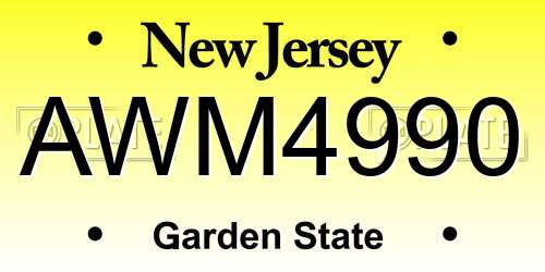 AWM4990 New Jersey License Plate