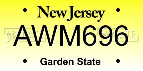 AWM696 New Jersey License Plate