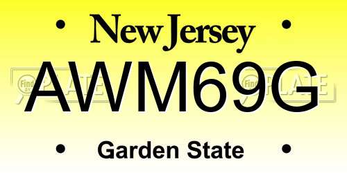 AWM69G New Jersey License Plate