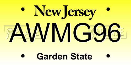 AWMG96 New Jersey License Plate