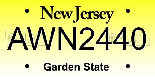AWN2440 New Jersey License Plate