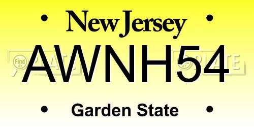 AWNH54 New Jersey License Plate