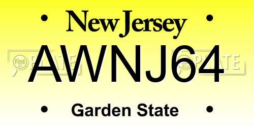 AWNJ64 New Jersey License Plate
