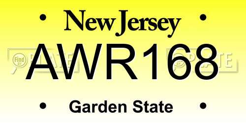 AWR168 New Jersey License Plate