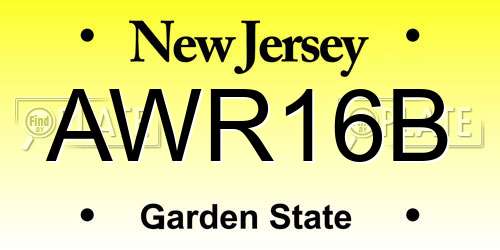 AWR16B New Jersey License Plate