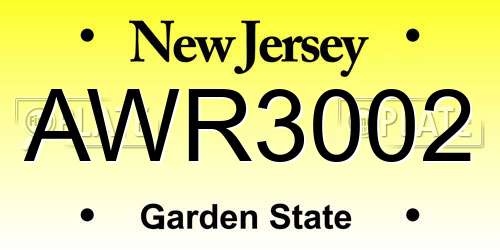AWR3002 New Jersey License Plate