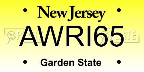 AWRI65 New Jersey License Plate