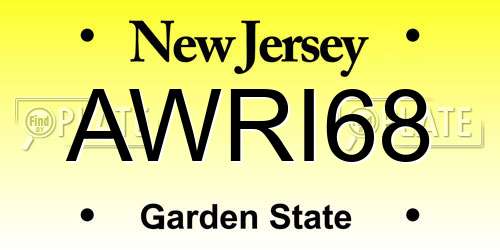 AWRI68 New Jersey License Plate