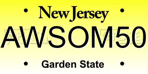 AWSOM50 New Jersey License Plate